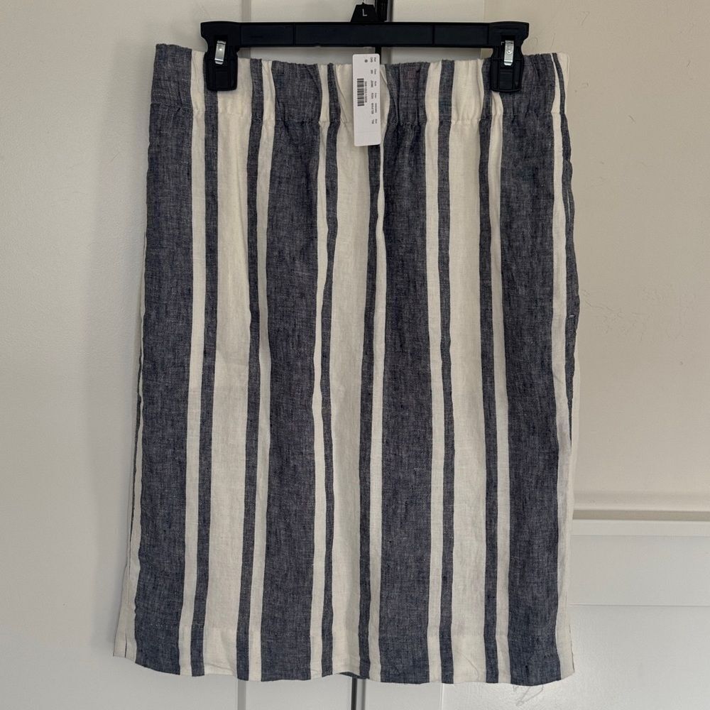 J. Crew Classic Blue and White Striped 100% Linen Skirt Women’s Size Medium Tall